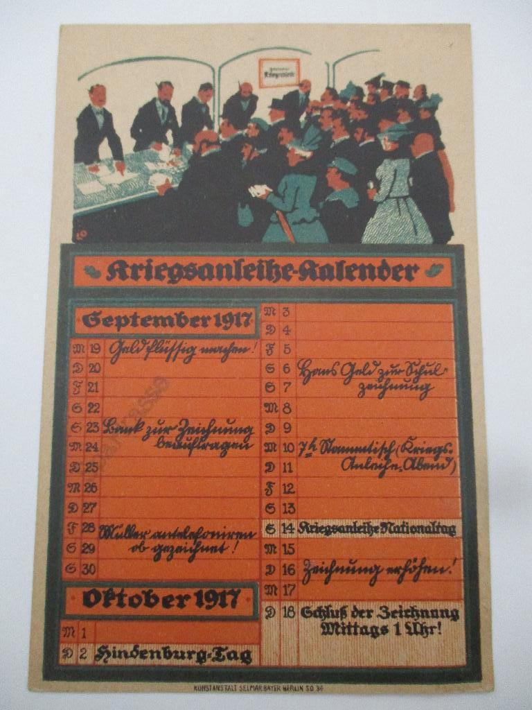 WO1 Kriegsanleihe-kalender 1917, Verzenden, Landmacht, Duitsland, Foto of Poster