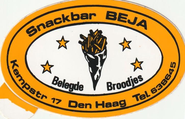 Sticker horeca Snackbar Beja Den Haag Kempstraat, Verzamelen, Stickers, Zo goed als nieuw, Overige typen, Verzenden