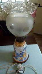 Mooie oude schermerlamp, Huis en Inrichting, Lampen | Tafellampen, Ophalen, Gebruikt, Glas, Minder dan 50 cm