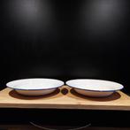 Emaille bord wit met blauwe rand NO 1 & 2, Antiek en Kunst, Antiek | Emaille, Ophalen of Verzenden