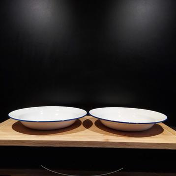 Emaille bord wit met blauwe rand NO 1 & 2 beschikbaar voor biedingen