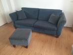 Gratis blauwe bank + poef Heemstede, Ophalen, Gebruikt, Driepersoons, 75 tot 100 cm