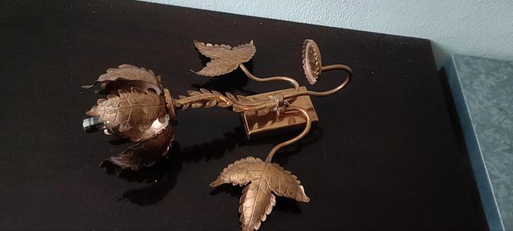 Antieke Koperen Wandlamp Roosvorm, Antiek en Kunst, Antiek | Koper en Brons, Koper, Ophalen of Verzenden