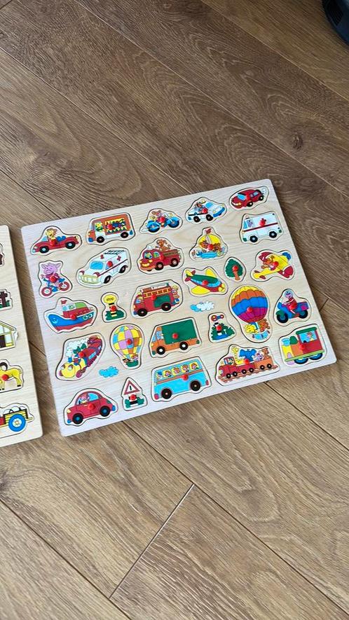 Grote kinderpuzzel hout (voertuigen), Kinderen en Baby's, Speelgoed | Kinderpuzzels, Zo goed als nieuw, 10 tot 50 stukjes, Ophalen of Verzenden