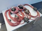 Verlengkabels 10m met 3-voudig Contactblok (5 stuks), Ophalen of Verzenden, Gebruikt, Kabel of Snoer