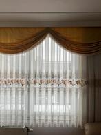 Luxe 3-sets witte gordijnen/vitrage met goud/bruine details, Huis en Inrichting, Stoffering | Gordijnen en Lamellen, Ophalen of Verzenden
