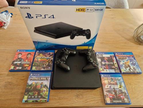 PlayStation 4 Slim 500GB, Spelcomputers en Games, Spelcomputers | Sony PlayStation 4, Zo goed als nieuw, Slim, 500 GB, Met 2 controllers