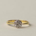 Antieke 18 karaat gouden en platina rozet ring diamant, Sieraden, Tassen en Uiterlijk, Antieke sieraden, Verzenden, Goud, Ring