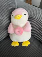 Nieuw Miniso roze pluchen pinguïn met donut knuffel 28 cm, Ophalen of Verzenden, Zo goed als nieuw, Overige typen
