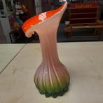 Art deco aronskelk glazen vaas in Merano stijl, Huis en Inrichting, Ophalen of Verzenden, Zo goed als nieuw, Oranje, Glas