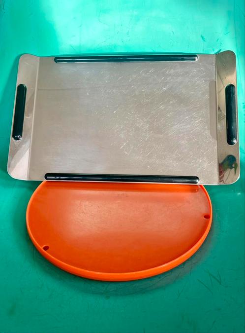 Vintage space age chrome dienblad jaren 60 serveerschaal, Huis en Inrichting, Woonaccessoires | Dienbladen, Gebruikt, Metaal, Rechthoekig