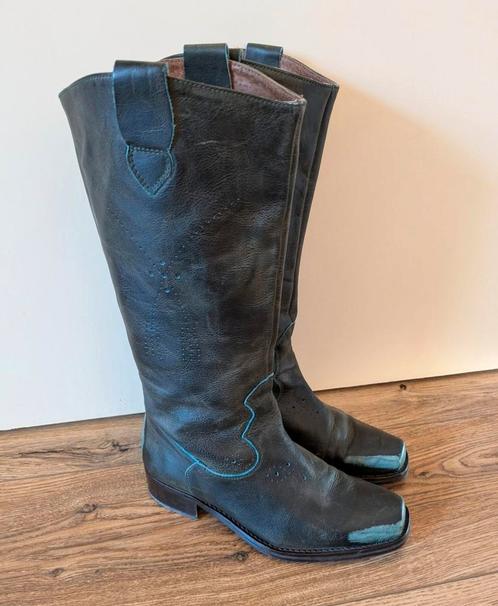 Stoere leren laarzen Cinderella. Mt 37, Kleding | Dames, Schoenen, Zo goed als nieuw, Hoge laarzen, Groen, Ophalen of Verzenden