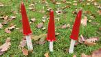 3 keramiek paddenstoelen, puntmutsen handgemaakt, Tuin en Terras, Ophalen of Verzenden, Nieuw, Overige materialen
