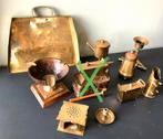 Koperen miniaturen, kandelaar en veegblik handgemaakt, Ophalen of Verzenden, Koper