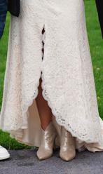 Trouwjurk, kant, bohemian stijl, blush, mt 40, Ophalen of Verzenden, Zo goed als nieuw, Wit, Trouwjurk