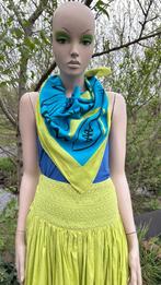 ( 13) Sjaal - vintage - blauw groen - 77 cm bij 78 cm, Ophalen of Verzenden, Zo goed als nieuw, Maat 42/44 (L), Sjaal