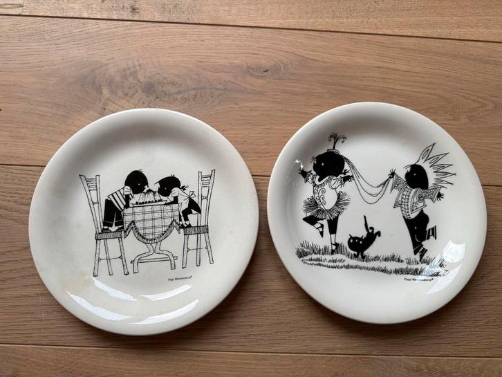 Vintage HEMA Kinderservies Bordjes Jip en Janneke, Huis en Inrichting, Keuken | Servies, Gebruikt, Bord(en), Overige stijlen, Aardewerk