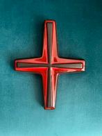 Vintage rood geglazuurd keramieken kruis - nr 983, Ophalen of Verzenden
