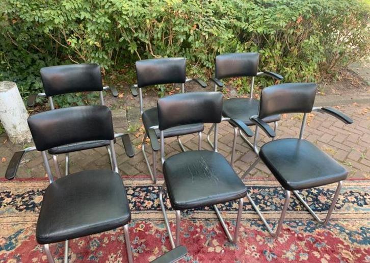 Stoel zeven Gispen de Wit buizen frame industriële stoelen., Huis en Inrichting, Stoelen, Ophalen of Verzenden