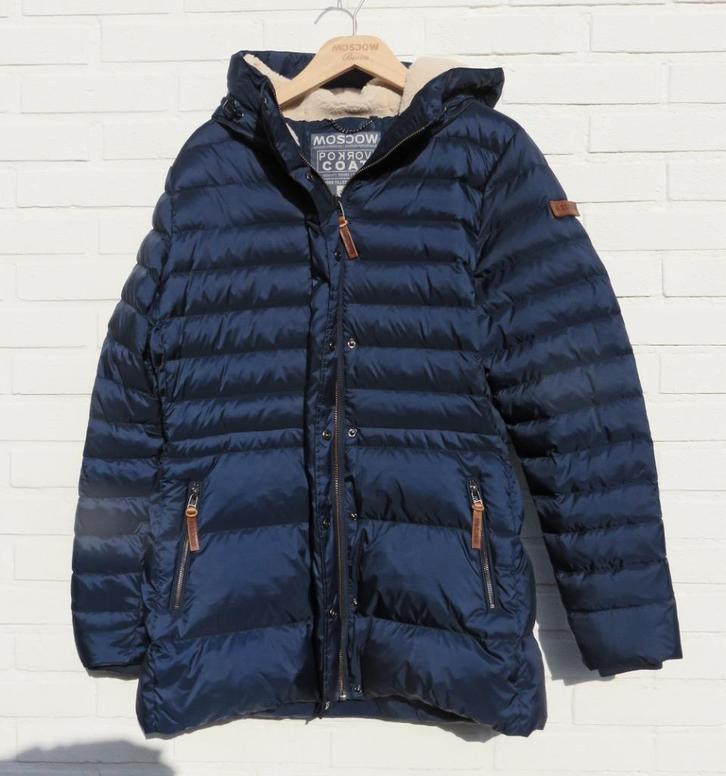 Moscow lange dons damesjas • XL • donkerblauw, Kleding | Dames, Jassen | Winter, Zo goed als nieuw, Maat 46/48 (XL) of groter
