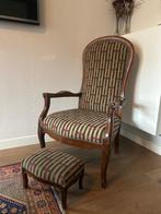 Voltaire fauteuil met voetenbankje, Ophalen, Hout, Gebruikt, Minder dan 75 cm