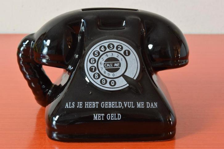 Retro vintage aardewerk spaarpot - Retro telefoon, Verzamelen, Spaarpotten, Zo goed als nieuw, Object of Gebouw, Steen, Aardewerk of Keramiek