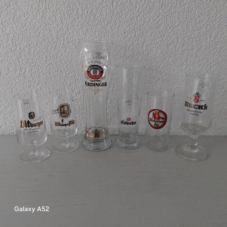 Duitse bierglazen (o.a. Erdinger, Bitburger, Beck's), Verzamelen, Biermerken, Zo goed als nieuw, Glas of Glazen, Overige merken