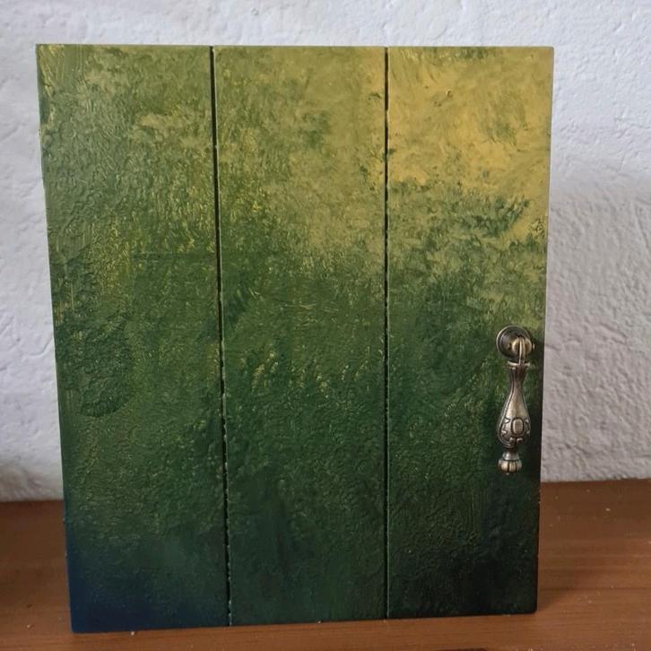 Sleutelkastje sieradenkastje vintage boho groen geel, Huis en Inrichting, Woonaccessoires | Overige, Zo goed als nieuw, Ophalen of Verzenden