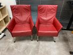 Montis Charly fautuils - 2 stuks rood leer, Huis en Inrichting, Fauteuils, Ophalen, Gebruikt, 50 tot 75 cm, Leer