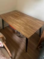 Eiken tafel met metalen poten, Ophalen, Gebruikt, 100 tot 150 cm, Eikenhout