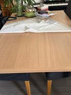 Eetkamertafel blank hout, Ophalen, Gebruikt, 100 tot 150 cm, 50 tot 100 cm