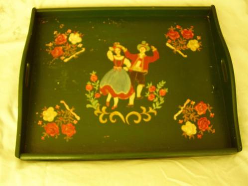 dienblad folklore mancave antiek handwerk schilderij hout, Huis en Inrichting, Woonaccessoires | Dienbladen, Gebruikt, Hout, Rechthoekig