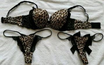 luxe lingerie setje bruin bh 75c string met strik maat 36 beschikbaar voor biedingen