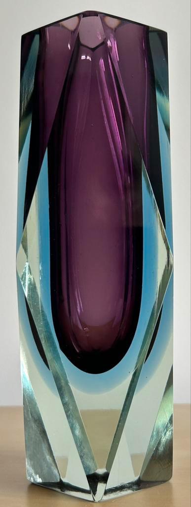 Vintage glas kunst SOMMERSO design facet vaas MURANO Italy, Antiek en Kunst, Antiek | Glas en Kristal, Ophalen of Verzenden