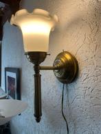 WANDLAMP klassiek antiek messing deco vintage BIEDEN, Huis en Inrichting, Lampen | Wandlampen, Ophalen, Zo goed als nieuw, Glas