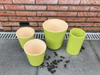 4 Lime Groene Bloempotten - Set van 3 + 1, Ophalen, Gebruikt