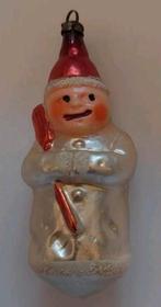 Antieke kerstman kerstbal sneeuwpop rode muts en bezem, Ophalen of Verzenden, Zo goed als nieuw