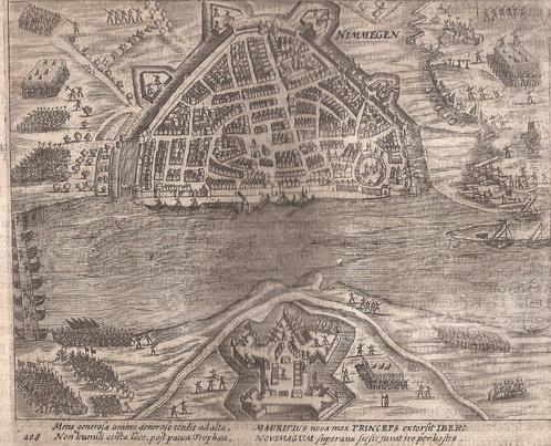 Nijmegen. Beleg van Nijmegen, 1591 Baudartius 1616, Antiek en Kunst, Kunst | Etsen en Gravures, Ophalen of Verzenden