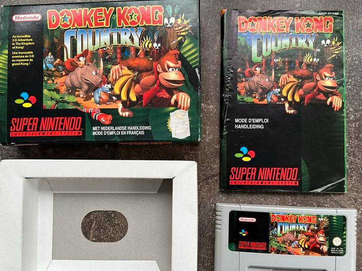 Donkey kong country snes compleet, Spelcomputers en Games, Games | Nintendo Super NES, Zo goed als nieuw, Avontuur en Actie, 2 spelers