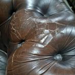 Sleetse Chesterfield club fauteuil bruin leer + BEZORGING, Huis en Inrichting, Fauteuils, Gebruikt, Chesterfield, Ophalen of Verzenden