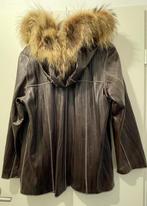 Mooie echte leren jas met bonte cappucion, voor €125,00, Kleding | Dames, Jassen | Winter, Verzenden, Zo goed als nieuw, Maat 38/40 (M)