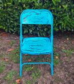 2 verschillende industriele klapstoelen vintage look, Ophalen, Gebruikt, Blauw, Twee