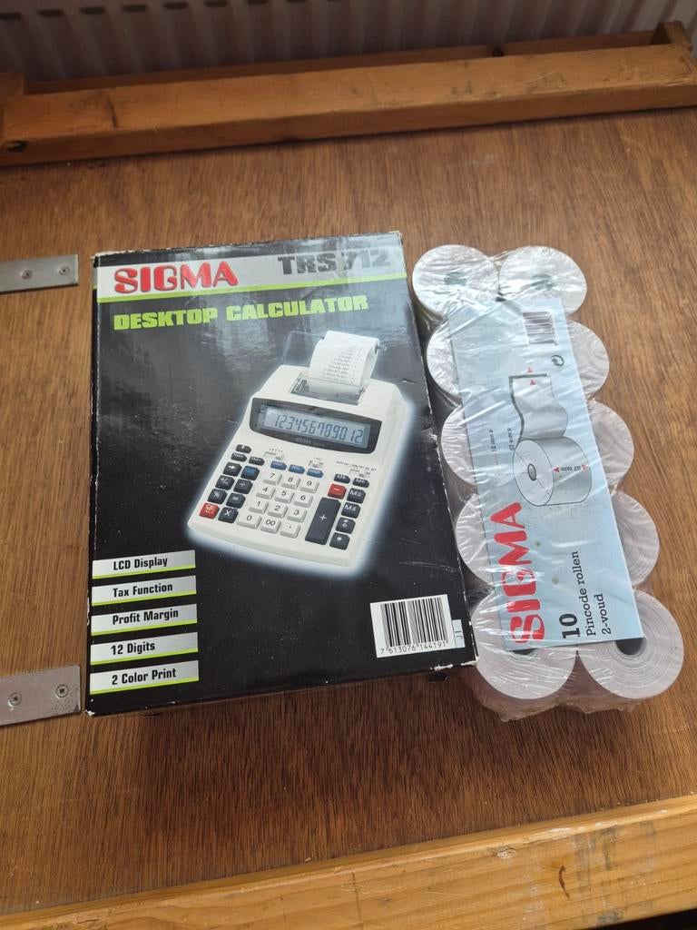 Sigma TRS 712 Desktop Calculator + Papierrollen - Nieuwstaat, Ophalen of Verzenden, Nieuw