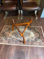 Salontafel breno bruin eiken met glazen blad - 80cm breed, Ophalen, Gebruikt, 100 tot 150 cm, Rond