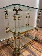 Neo klassieke koffie tafel messing adelaar met glas, Ophalen of Verzenden