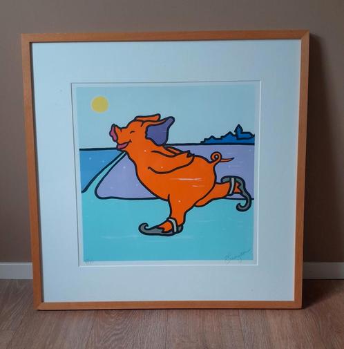 Shunyam zeefdruk Varkentje aan het schaatsen, Antiek en Kunst, Kunst | Litho's en Zeefdrukken, Ophalen