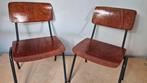 Vintage schoolstoelen - Mooie set!, Huis en Inrichting, Stoelen, Ophalen, Gebruikt, Twee, Bruin