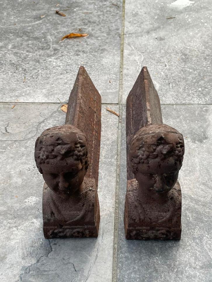 Antieke haardbokken met gezichtjes, Antiek en Kunst, Antiek | Overige Antiek, Ophalen