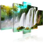 908 Waterval Natuur 5 Luik Canvas Schilderij 200x100cm Nieuw, Ophalen of Verzenden