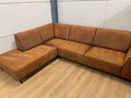 Mooie Luxe cognac hoekbank - gereinigd!, Ophalen, Gebruikt, Hoekbank, Vierpersoons of meer